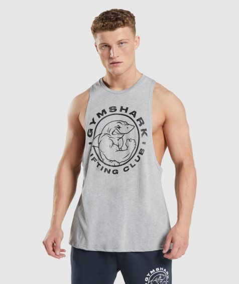 Men's Gymshark Legacy Drop Arm Tanks Light Grey | CA 3DAN16